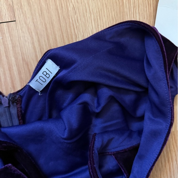 Tobi Deep Purple Velvet Bodycon Low Back Sleeveless Mini Dress, Size Small - Picture 6 of 6